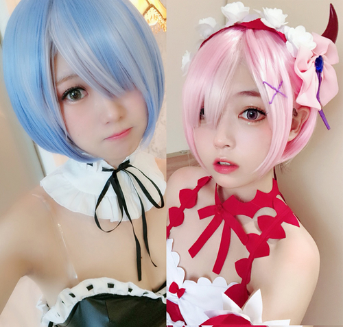 Main High Quality Graduated Color REM Cosplay Wig RAM image