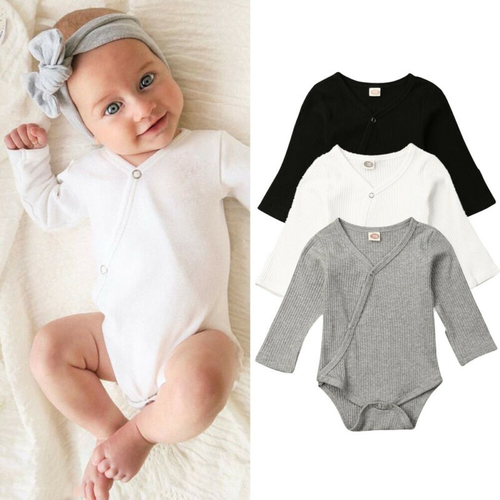 Newborn Baby Boys Girls Bodysuits Clothes Solid