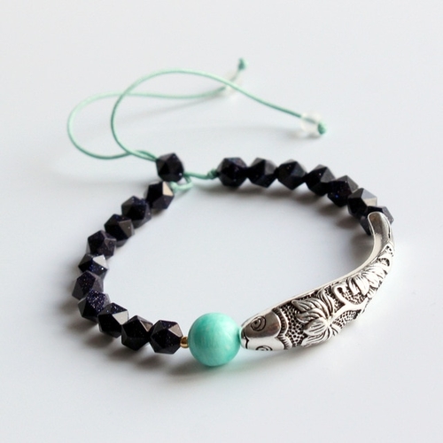 6mm Blue Sand Stone Beads Traditional Chinese