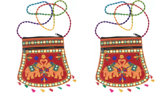 Red Women Elephant Pattern Sling Bag Pack of 2