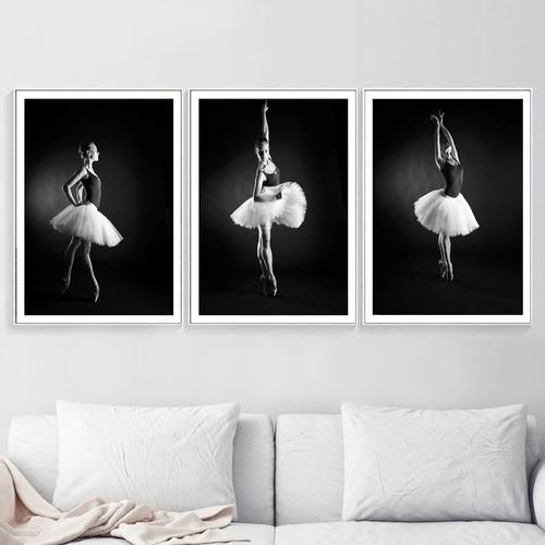 Black White Ballet Girl Wall Art Canvas