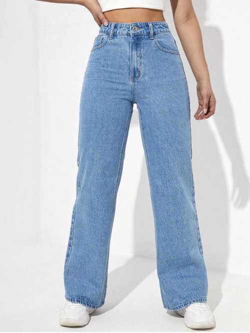 Women High Rise Denim Jeans(Size30)(Colorlight blue)