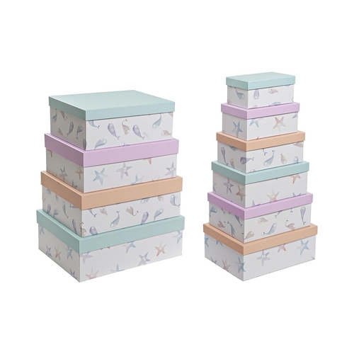 Set of Stackable Organising Boxes DKD Home Decor Navy Cardboard (43,5