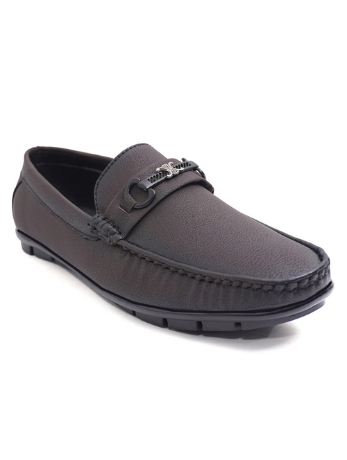men buckle brown slip on loafer (Size-7) (Color-DARK BROWN)