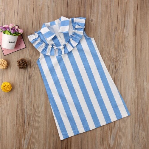 Baby Kid Girls Stripe Dress Sleeveless Princess