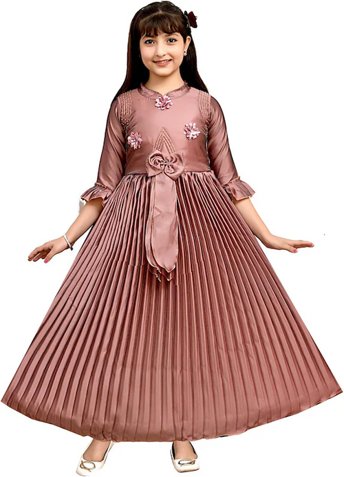 Girls A-Line PARTYWEAR GOWN (Size-3-6YEAR) (Color-PINK)