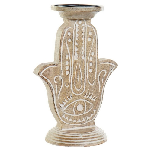 Candle Holder DKD Home Decor White Brown Metal Plastic Mango wood