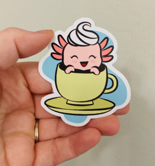 Axolotl Teacup Sticker/Magnet