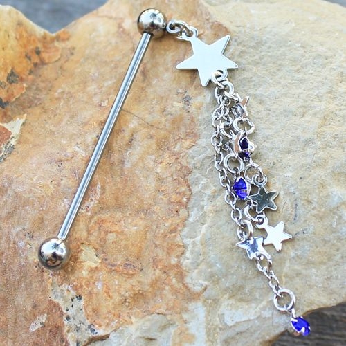 316L Stainless Steel Cascading Stars Industrial Barbell