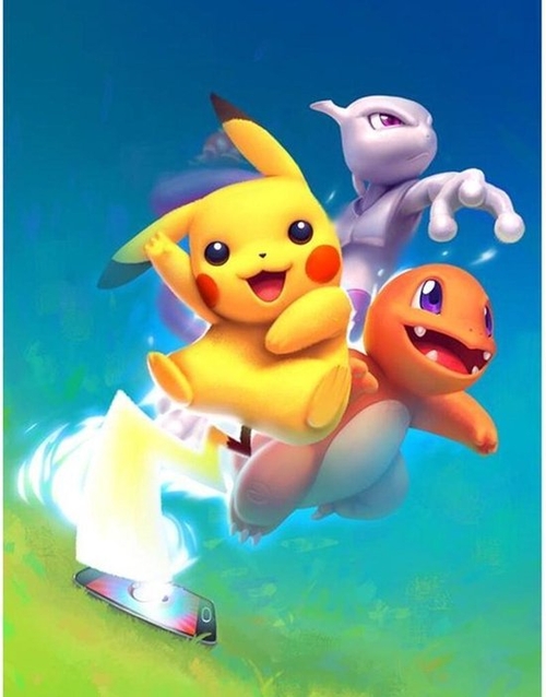 Pokemon Diamond Painting - 30 x 40 cm | Pikachu - Charmander - Mewtwo