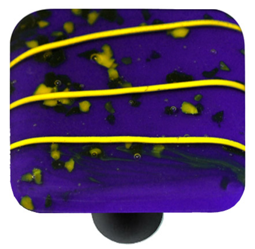 Hot Knobs HK3116-KB Mardi Gras Yellow with Cobalt Blue Square Glass Ca