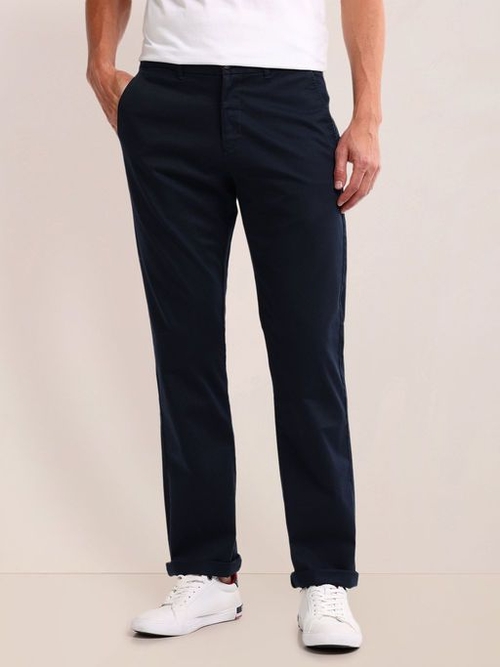Solid Cotton Straight Fit Casual Trouser