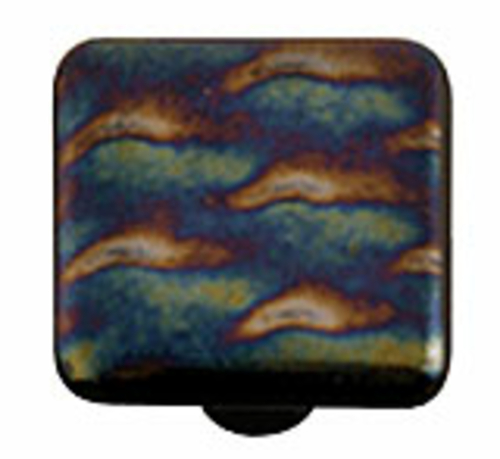 Hot Knobs HK4007-KB Metallic Patterned Square Glass Cabinet Knob - Bla