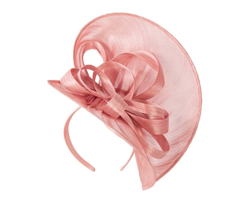 Large coral silk abaca heart fascinator