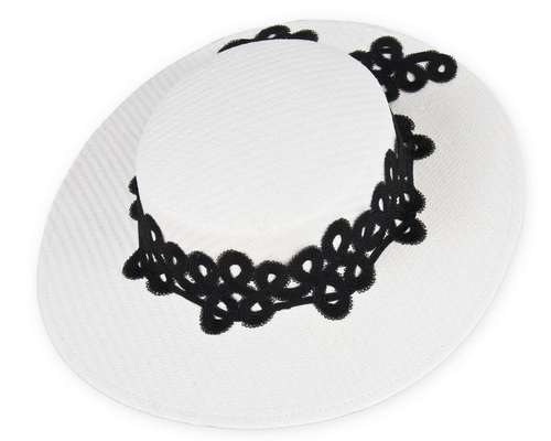 White & Black boater hat with lace