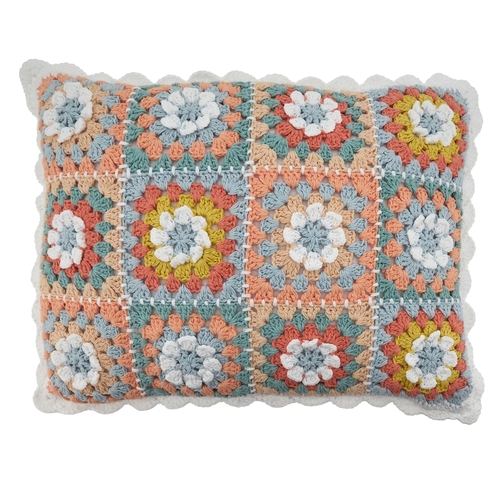 SARO 1806.M1216BC 12 x 16 in. Oblong Throw Pillow Cover with Crochet D