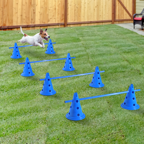 PawHut Dog Agility Hurdles Cones - Canine Agility Training Set - 8