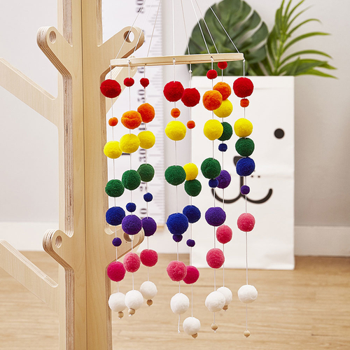 Wooden Kids Room Wind Chimes Felt Ball Baby