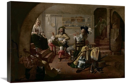 20 x 30 in. Interior with Soldiers & Women Art Print - Jacob Duck