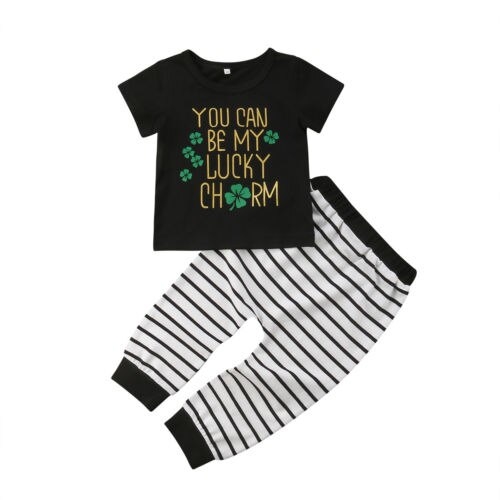 Baby Girl Boy Kid T-Shirt Top Tee+Stripe Long