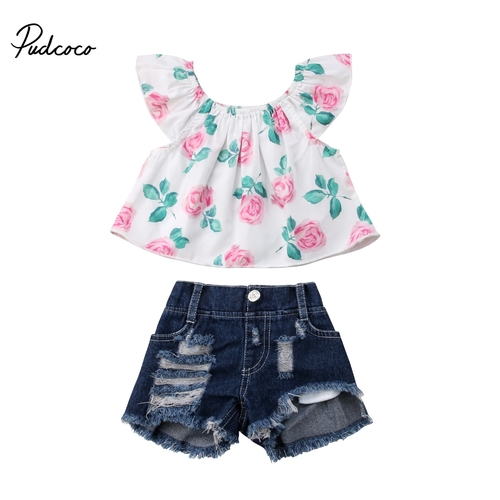 Toddler Baby Kid Little Girls Floral Crop Top