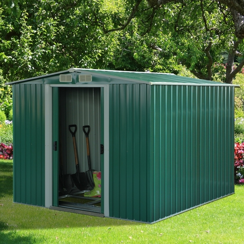 Outsunny 8.5' x 6.8' x 5.8' Garden Storage Tool Shed Double Sliding