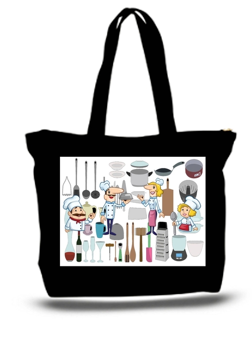 Kitchen Utensils Large Tote Grocery & Stuff Bag