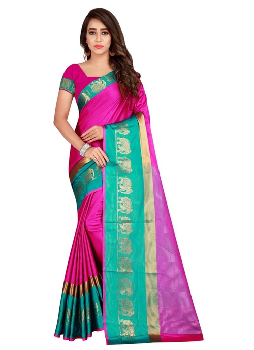 Generic Women's Cotton, Silk Saree with Blouse