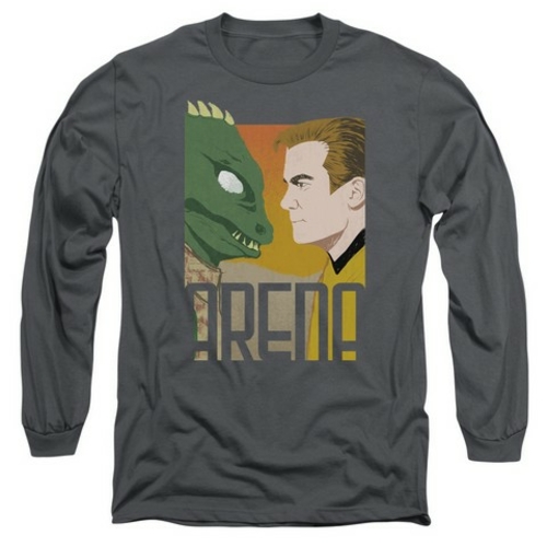 Trevco Star Trek-Arena - Long Sleeve Adult 18-1 Tee - Charcoal- Small