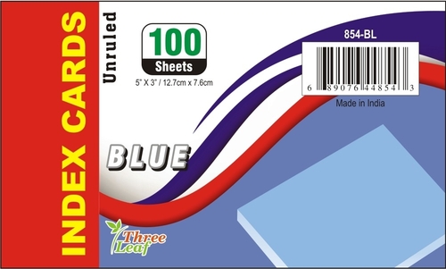 3" x 5" Blue Unruled Index Cards - 100 Count