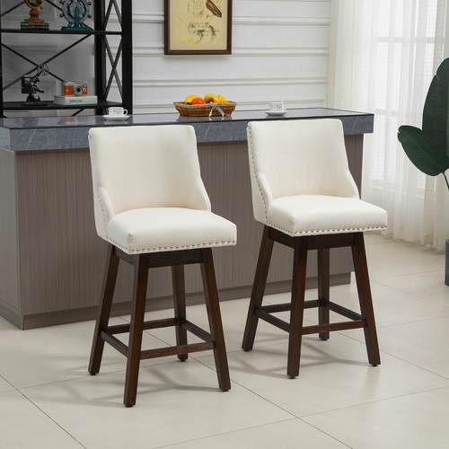 HOMCOM Swivel Bar stool Set of 2 Armless Upholstered Bar Chairs with