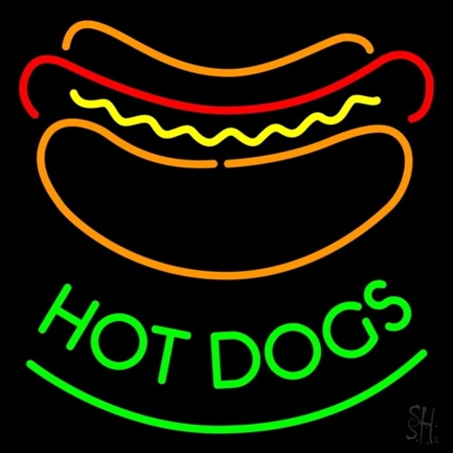 Everything Neon N105-4543 Green Hot Dogs LED Neon Sign 16 x 16 - inche