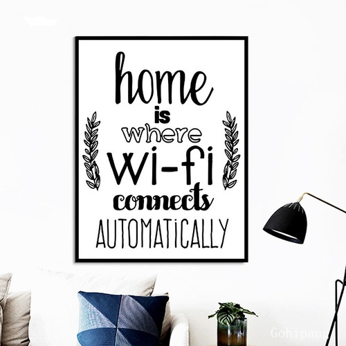 Home Wi Fi Quotes Wall Art Canvas Painting Nordic