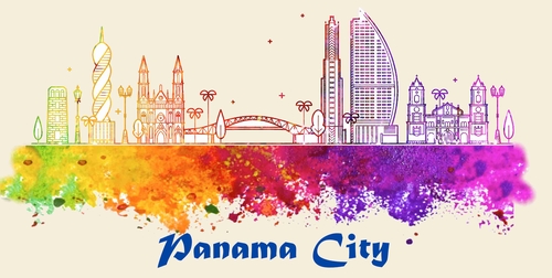 Panama city  License Plate Watercolor Art Painting