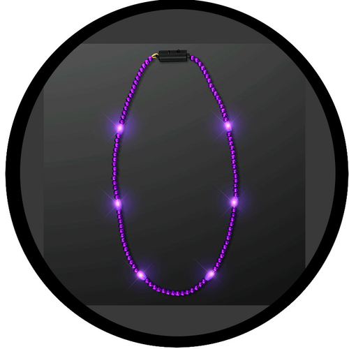 Blinkee MPWASZD LED Necklace with Purple Metallic Beads for Mardi Gras