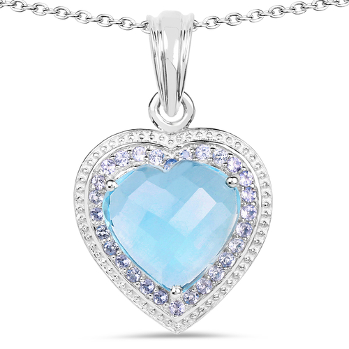 7.36 Carat Genuine Blue Topaz and Tanzanite .925 Sterling Silver