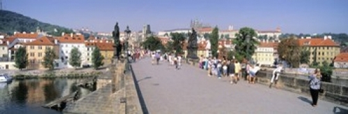 Tourists walking on a bridge  Charles Bridge  Prague  Czech Republic P