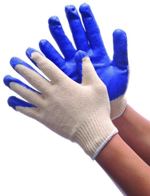 String Knit Glove w/ Blue Latex Coating Large