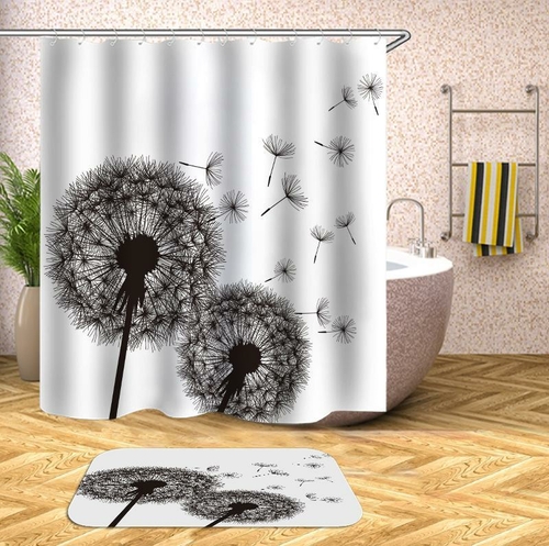 Groundsel Black And White Shower Curtain