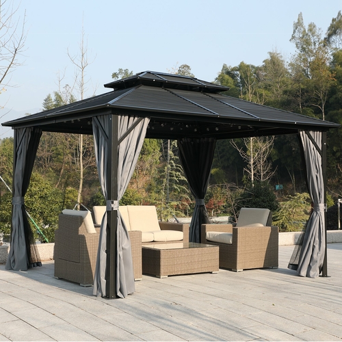 Outsunny 10' x 10' Steel Hardtop Gazebo Garden Sun Shelter with