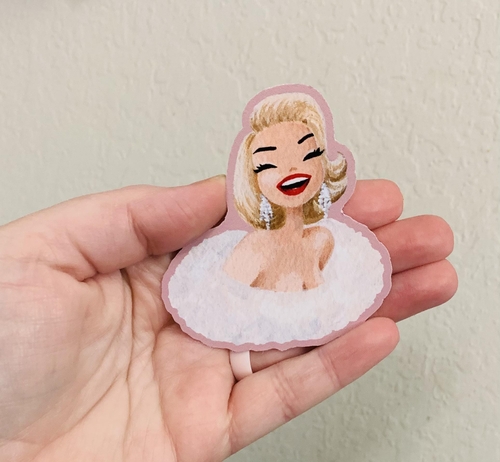 Diamond Earrings & Fur-Marilyn Sticker/Magnet