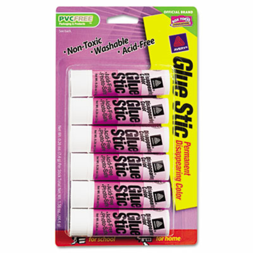 Avery 98096 Purple Application Permanent Glue Stics- .26 oz- 6/Pack
