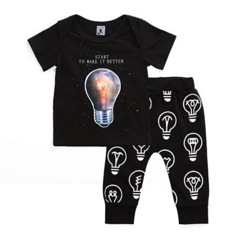 LED Ligth up Toddler Baby Boy Outfits Clothes Bulb