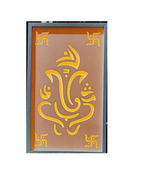 3D Corian Mandir Ganesh Shape LED light photo frame