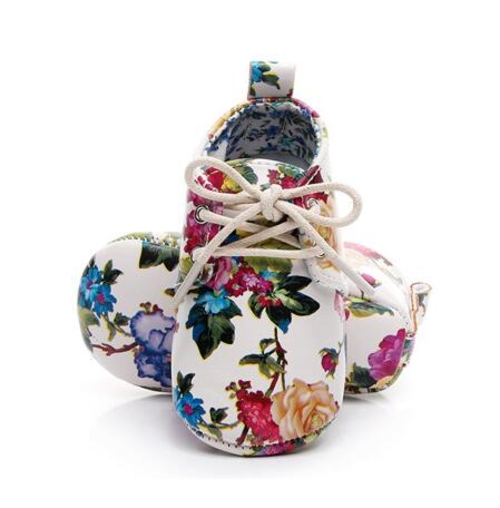 Hot Sell 4 Colors Floral Print Pu Leather Lace up