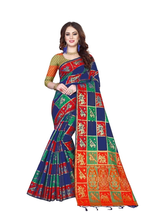 Generic Women's Kanjivaram Silk Saree with Blouse