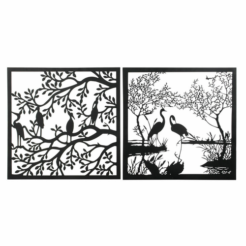 Wall Decoration DKD Home Decor 98 x 1 x 98 cm Black Birds (2 Units)