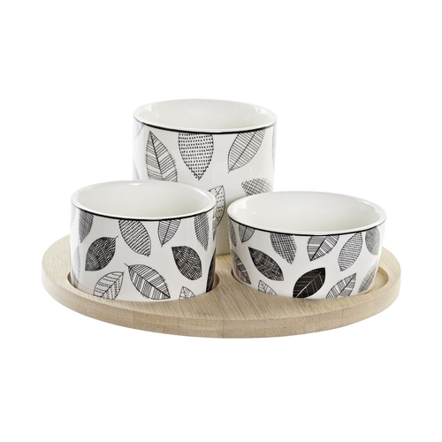 Appetizer Set DKD Home Decor White/Black Bamboo Stoneware Sheets