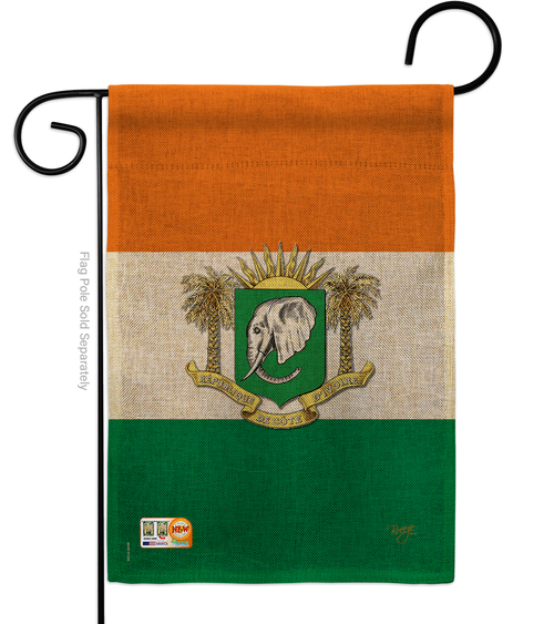 13 x 18.5 in. Ivory Coast Burlap Flags of the World Nationality Impres