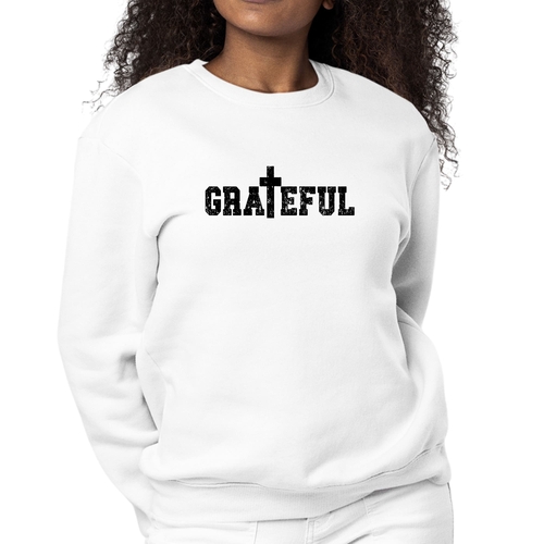 Womens Graphic Sweatshirt Grateful Print